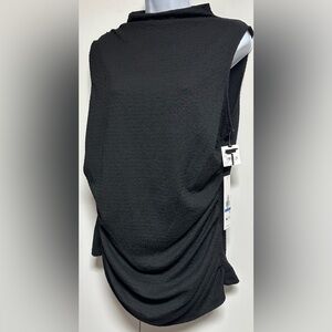 Calvin Klein Ruched Suit Black Textured Sleeveless Top NWT